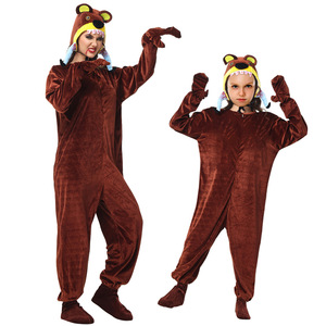 Disfraz de oso para mujer, mono de terciopelo, conjunto de ropa para cosplay de Halloween, juego de rol, para adultos, niños, unisex - Product Image 1