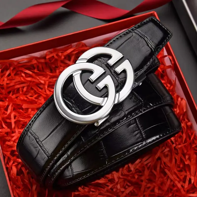 custom metal buckle gg genuine leather belt for men big designer brand G classic design black belt