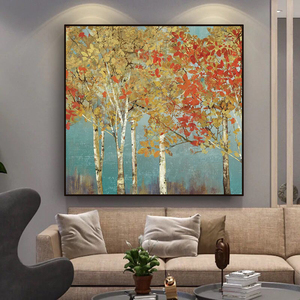 Mùa Thu Maple Rừng Cây 100% Handmade Sơn Dầu Vải Tường Trang Trí Nội Thất Vải Sơn - Product Image 2