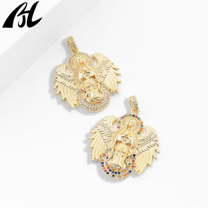 قلادة العذراء مريم ذات الأجنحة الذهبية C-807، سيدة غوادالوبي مع أجنحة من الأحجار الكريمة الملونة، قلادة ملاك الحماية، هدية مجوهرات - Product Image 4