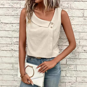 เสื้อแขนกุดลำลองแบบสวมหัวคอปาดของผู้หญิงเสื้อยืดแบบสวมหัวพิมพ์ลายหลายสีดีไซน์ใหม่ - Product Image 4