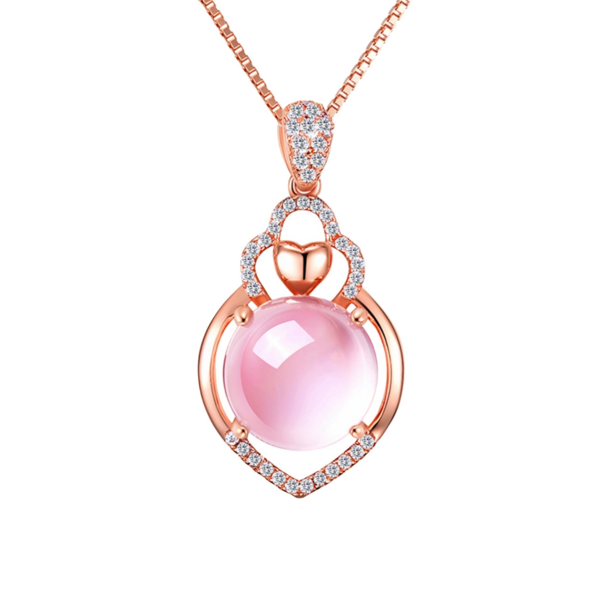 สร้อยคอโรสโกลด์พร้อมจี้รูปหัวใจ