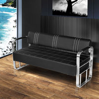 Canapé moderne pour salon de coiffure Fauteuil d'attente Salon de manucure Aire de repos Canapé et fauteuil de luxe en acier inoxydable