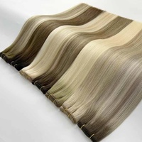 Stok Genius tidak terlihat kain ekstensi rambut Double ditarik rambut manusia Virgin Balayage coklat bundel pirang