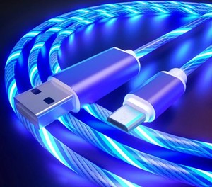 كابل USB للشحن 3 في 1 بإضاءة LED متدفقة لجميع أنواع الهواتف الخلوية - Product Image 4