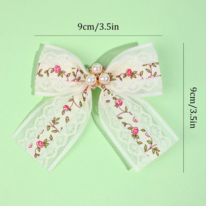 Moño de <span class=keywords><strong>Tul</strong></span> Hecho a Mano para Niñas, <span class=keywords><strong>con</strong></span> Diseño de Flores Bordadas en Encaje, para Fiestas y Aniversarios, 3.5 Pulgadas, Estilo Dulce y Moderno - Product Image 2