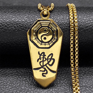 Nuevo Collar Talismán de Acero Inoxidable con Colgante <span class=keywords><strong>Bagua</strong></span> de Cinco Tiempos, Amuleto de Protección y Transporte, Joyería - Product Image 1
