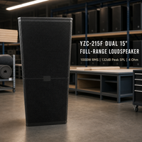 Loudspeaker Profesional Dual 15 Inch Full Range 1000W RMS 132dB Peak SPL 8 Ohm Speaker PA Utama untuk Konser Luar Ruangan Klub