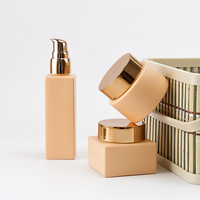 Ensemble de flacons et pots minimalistes haut de gamme pour soins de la peau, 50 ml 50 g, orange mat, verre opale, ensemble de soins de la peau