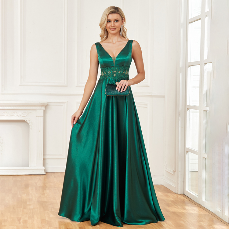 Vestidos de Color Verde Jade Elegant Long Gowns for Women