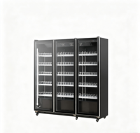 Pendingin Minuman dengan Bingkai Hitam, Pintu Geser di Bawah Bar, untuk Koktail, Pub, dan Lounge