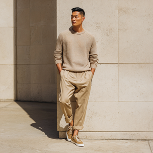 पुरुषों शरद ऋतु कपास मिश्रण क्रेवगर्दन स्वेटर न्यूनतम सादा लोगो पल्लोवर ओएम थोक - Product Image 3