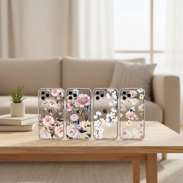 Clear Daisy Floral Printed TPU Phone Case for iPhone 15 Pro Max Shockproof 16 17