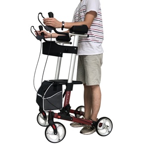 Déambulateur portable de style européen en aluminium à <span class=keywords><strong>4</strong></span> roues avec siège et sac de courses pour personnes âgées - Product Image 2