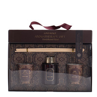Diffuseur de parfum en verre de luxe avec couvercle doré et ensemble de bougies parfumées artisanales sans alcool pour cadeau de mariage et décoration intérieure