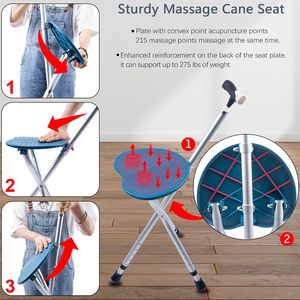 Bastón para caminar con asiento, taburete de bastón portátil con asiento, bastón plegable para caminar, <span class=keywords><strong>silla</strong></span> de bastón ajustable para personas mayores - Product Image 4