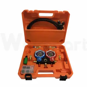 Universal double gauge valve set with refrigerant with maintenance tools brass with pressure reducing valve