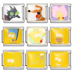 Breloques modulaires italiennes carrées Les Simpsons en acier inoxydable pour la création de bijoux DIY - Product Image 1