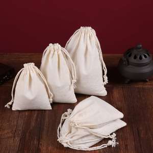Promotional Recyclable Thin Organic Cotton <b>Drawstring</b> <b>Bag</b>-Custom Logo for Hair Accessories Belts & Ties - Product Image 2