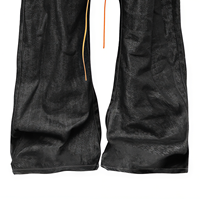 Jean en denim brut à double taille imprimé léopard, coupe incurvée, empilé, haute qualité, personnalisé, pour homme, coupe baggy, pour femme, de créateur