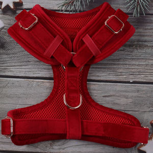 OKEYPETS rompi Harness anjing, Logo kustom beludru kualitas tinggi dapat disesuaikan tanpa tarik anjing mewah Set tali sesuai - Product Image 2