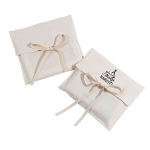 Pochette d'emballage pour bijoux en coton écologique recyclable avec logo personnalisé, sac cadeau durable à cordon pour emballage de marque verte - Product Image 1