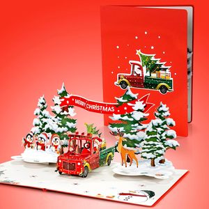 Christmas Pop-Up 3D Rectangle Holiday Greeting Card 6x8in 4-Color Digital Printed with <b>Gloss</b> Lamination for Family and Friends - Product Image 3