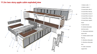 Junyaoding Design moderne 20FT & 40FT Bureau mobile en acier pour l'extérieur Petite maison Cabine préfabriquée pour villa, boutique et cabine de travail