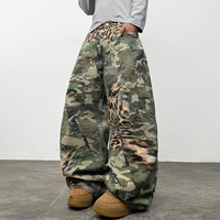 Pantalon cargo softshell pour homme Finch Garment Fashion, imprimé camouflage léopard, denim régulier, taille haute, streetwear éco-responsable
