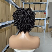 Perruque Bob Courte 14 Pouces avec Frange Cheveux Bouclés Sans Lacet Super Double Couche Effilée Brésilienne Qualité Cheveux Épais et Volumineux