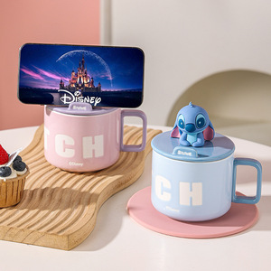 Ensemble de tasses à café en céramique <span class=keywords><strong>Disney</strong></span> Stilwell, grande tasse à ventre rond, haute valeur esthétique, avec couvercle, cadeau d'anniversaire et cadeau d'accompagnement - Product Image 3