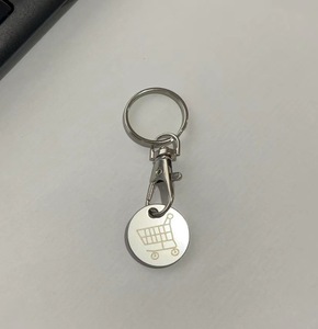 Porte-clés en métal personnalisé avec logo, moderne, plaqué argent, écologique, jeton de chariot de supermarché, jeton de chariot - Product Image 2