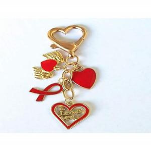<strong>Pretty</strong> Rose Red Bag Lips Lipstick Enamel <strong>Keychain</strong> Lovely Heart Key Ring Purse Handbag Charms Pendant For Women - Product Image 5