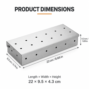 Boîte à fumée en métal pour barbecue avec trous de ventilation, accessoire pour fumer avec des copeaux de bois, pour fumer au barbecue et cuisiner au barbecue - Product Image 2