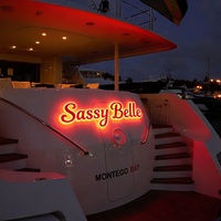 Lettres de yacht rétroéclairées en acier inoxydable 316 IP68, polies miroir personnalisées, enseigne de nom de bateau 3D à LED pour la coque du bateau, le transom
