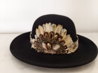 Ruban de couture à franges en plumes de coq pour chapeaux Fedora de cowboy, hommes et femmes, motif délavé, accessoire de costume et de coiffure