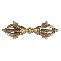 Vajra Tibétain Doré Sculpté et Gravé de Haute Qualité, Objet Religieux en Bronze, Art Sacré Bouddhiste de l'Himalaya, Idéal pour les Cérémonies