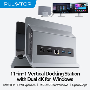Station d'accueil USB C PULWTOP pour deux moniteurs avec 2 HDMI 4K 60Hz, 3X USB A/C 10 Gbps, Ethernet pour ChromeOS et Windows - Product Image 1