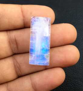 2020, venta al por mayor, fabricante genuino de alta calidad, cabujón de piedra lunar arcoíris, cuentas naturales lisas en forma de rectángulo, Color blanco - Product Image 4