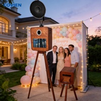 Machine photo de fête en bois compatible avec appareil photo reflex numérique, écran tactile, support d'appareil photo et support d'imprimante