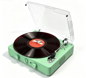 Système de tourne-disque Hi-Fi classique, compatible avec les disques de 7, 10 et 12 pouces, machine à disques multi-couleurs à entraînement par courroie avec entrée auxiliaire pour les fêtes - Product Image 1