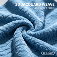 Serviette en microfibre tissée en polaire corail 35x75cm 80g/pièce Jacquard Ondulé Séchage Rapide Super Absorbante avec Boucle de Suspension Luxe Adulte Cuisine