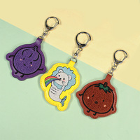 Porte-clés en cuir PU brodé motif ours mignon, pendentif pour clés de voiture, ornement de sac