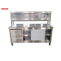 Table de préparation de cuisine commerciale en acier inoxydable robuste établi armoire porte coulissante tiroir conception hôtels restaurants