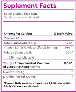Inositol (4 גרם) & d-chiro inositol (1 גרם) לערבב אידיאלי 40:1 | משך 45 ימים | עם חומצה פולית + ויטמין d3 + אבץ עכשיו תוספי מזון - Product Image 2