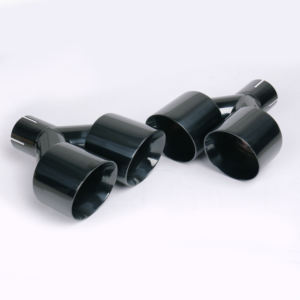 Haute qualité 2.5 "entrée <span class=keywords><strong>4</strong></span>" titane noir acier inoxydable Double embout d'échappement tuyau d'échappement - Product Image 6