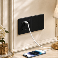 Prise murale industrielle britannique 16A avec USB Type-C à charge rapide pour projets hôteliers à Hong Kong et Macao