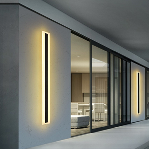 IP65 Impermeável Moderno <span class=keywords><strong>LED</strong></span> <span class=keywords><strong>Wall</strong></span> Sconce Outdoor Decor <span class=keywords><strong>Light</strong></span> para Casa Linear Strip <span class=keywords><strong>Wall</strong></span> Lamp Garden Long <span class=keywords><strong>Wall</strong></span> Mounted Lamps