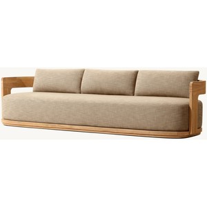 Conjunto de Sofás de Luxo para Exterior em Teca com Design Moderno, Estrutura Curva Artesanal e Almofadas Proporcionais para Hotéis - Product Image 2