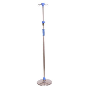 Stainless Steel IV Stand Adjustable Height Round Disc Base 4 <b>Hook</b> Infusion <b>Pole</b> Clinic Use - Product Image 5